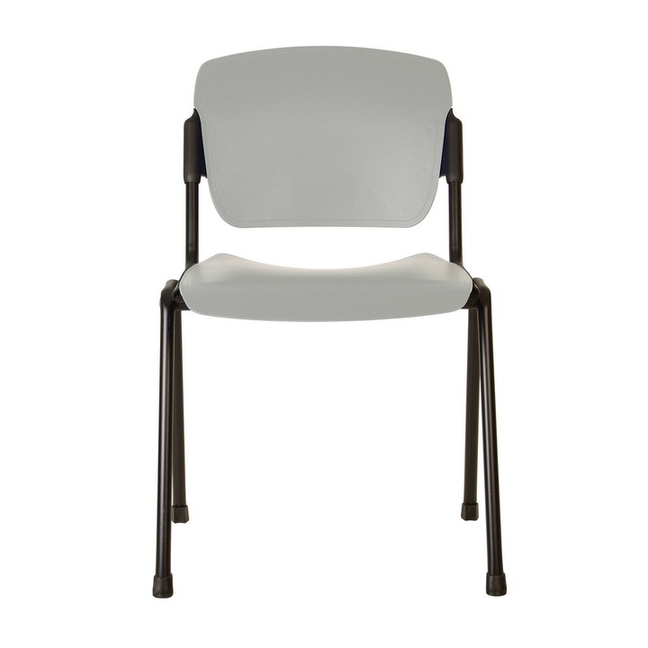 Посетителски стол ERA Черен Пласт, Сив