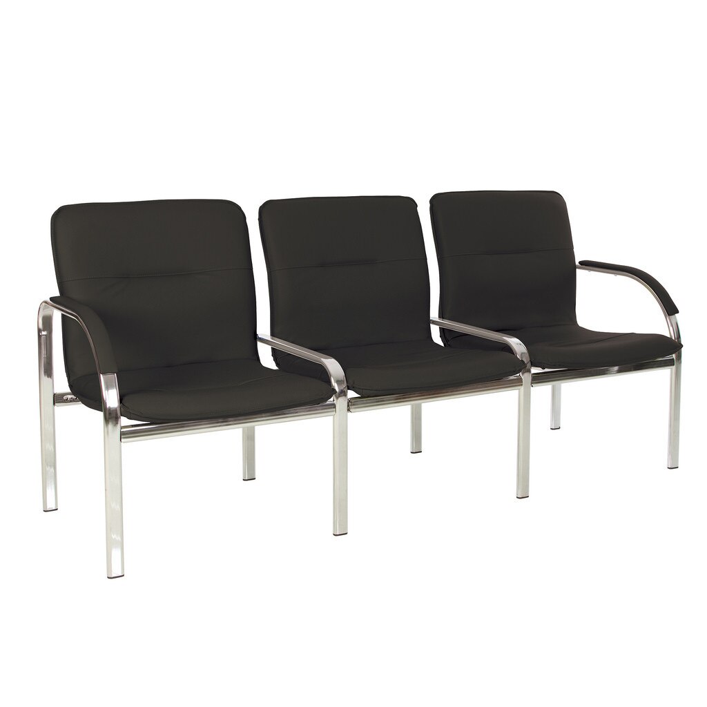 Scaun vizitator STAFF-3, Negru piele ecologica