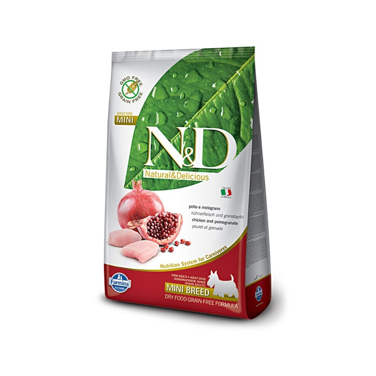 Hrana uscata pentru caini, N&D Grain Free Adult Mini Pui si Rodii, 7 kg