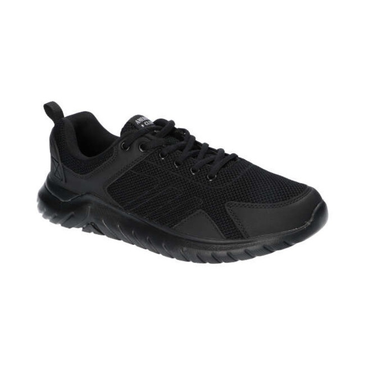 Pantofi sport barbati AA14, American Club, Material textil, Negru, Negru