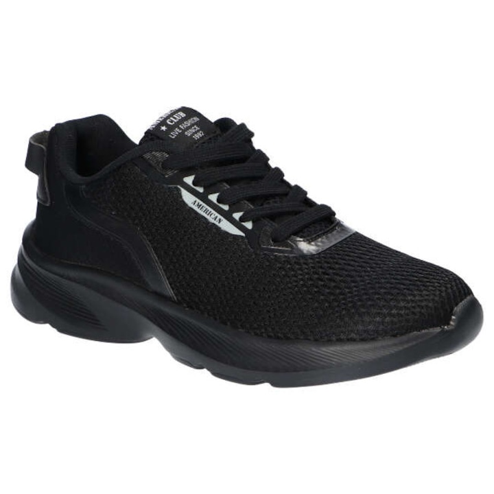 Pantofi sport barbati RL100, American Club, Material textil, Negru, Negru, 41