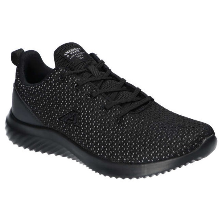 Pantofi sport barbati HA49, American Club, Material textil, Negru, Negru