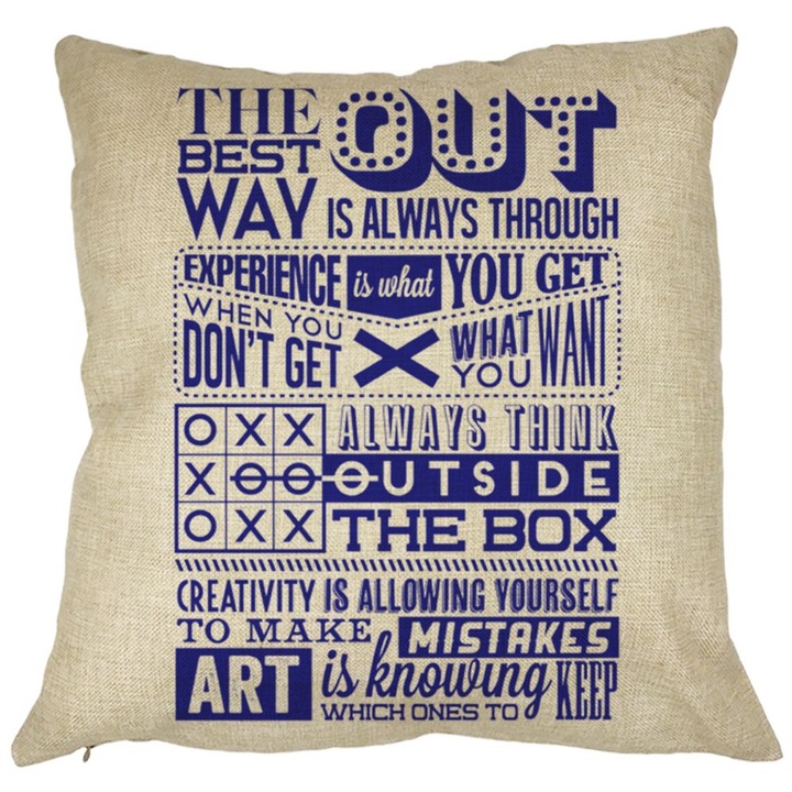 Classic Quotes négyzet alakú díszpárna, 40x40 cm, levehető huzat, fújtató