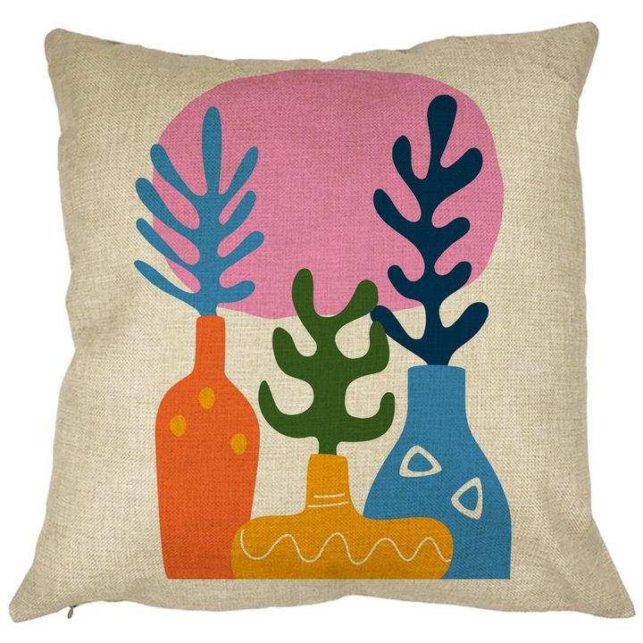 Absztrakt négyzet alakú dekoratív párna 2, 40x40 cm, levehető huzat, fújtató