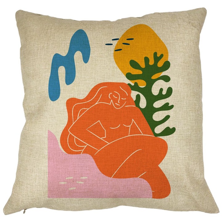 Absztrakt négyzet alakú dekoratív párna 6, 40x40 cm, levehető huzat, fújtató