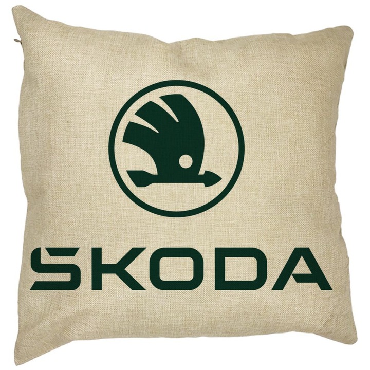 Квадратна декоративна възглавница Skoda, 40x40 см, сваляща се калъфка, маншон