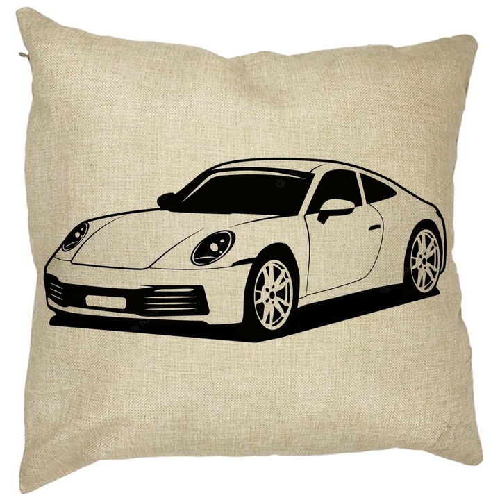 Porsche 911 négyzet alakú díszpárna, 40x40 cm, levehető huzat, fújtató
