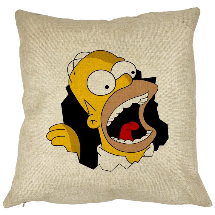 Négyzet alakú dekoratív párna Simpsons Homer 2, 40x40 cm, Levehető huzat, Fújtató