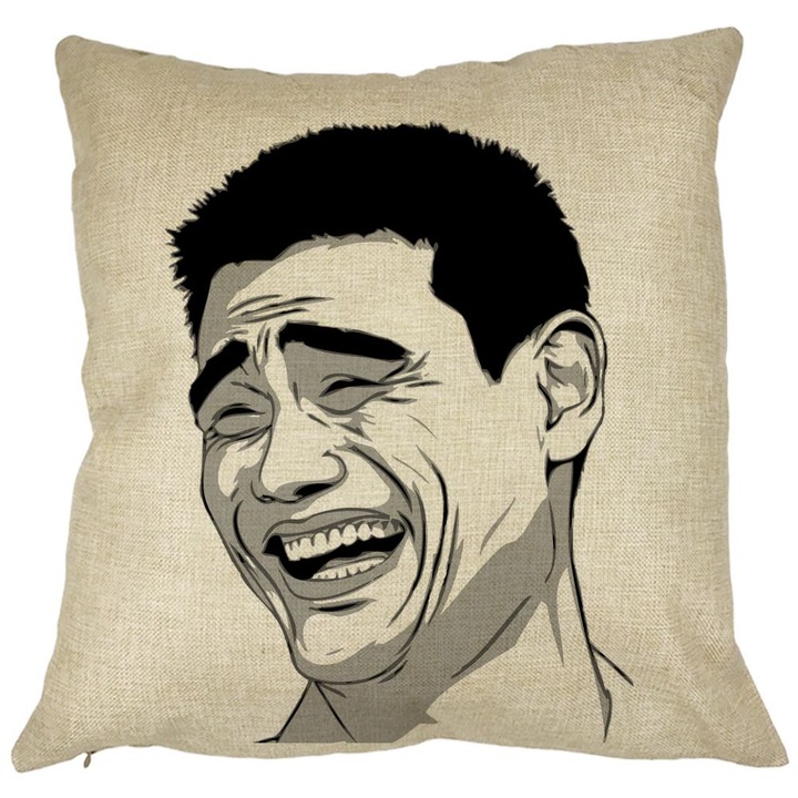 Négyzet alakú dekoratív párna mém, 40x40 cm, levehető huzat, fújtató