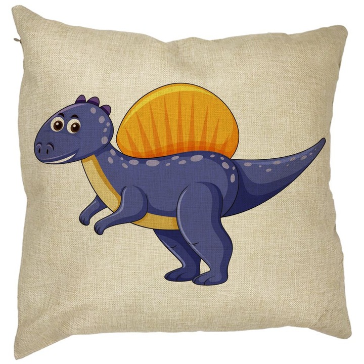 Gyermek négyzet alakú dekoratív párna sötétlila dinoszaurusz, 40x40 cm, levehető huzat