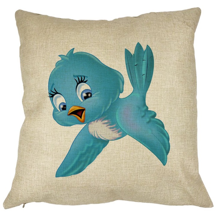 TweetTweet Négyzet alakú dekoratív párna, 40x40 cm, levehető huzat, fújtató