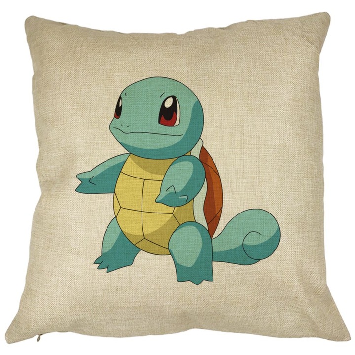 Squirtle Gyerek szögletes díszpárna, 40x40 cm, Levehető huzat, Fújtató