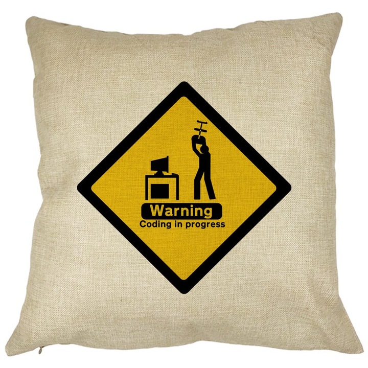 Kódolás Process Square Dekoratív Párna, 40x40 cm, Levehető huzat, Fújtató