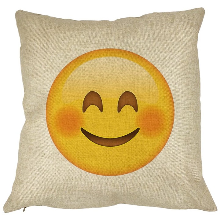 Négyzet alakú dekoratív párna Emoji Rusinos, 40x40 cm, levehető huzat, fújtató