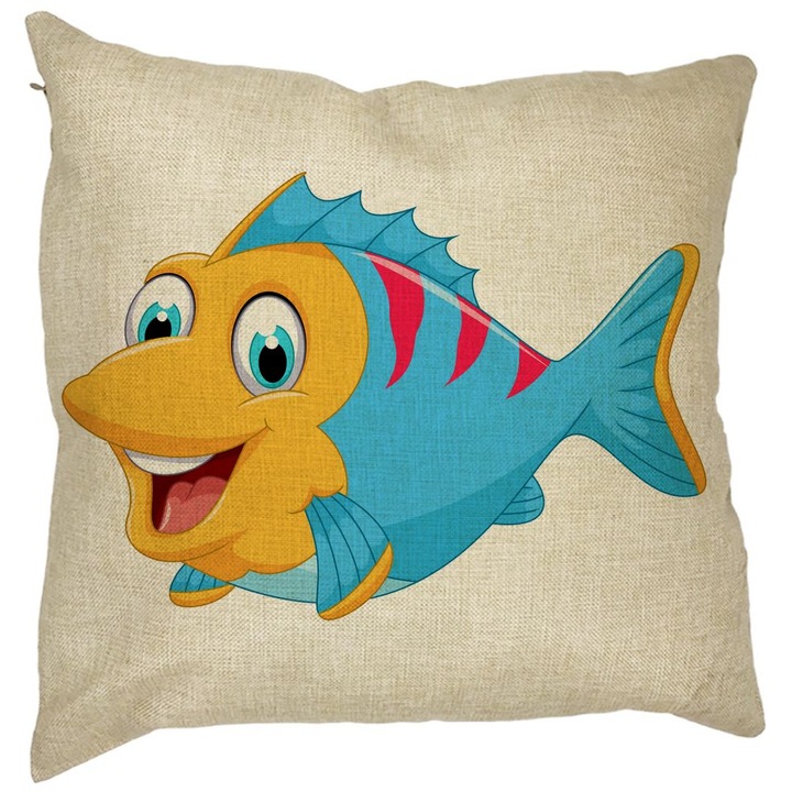 Gyermek négyzet alakú dekoratív párna kék fölött, 40x40 cm, levehető huzat, fújtató