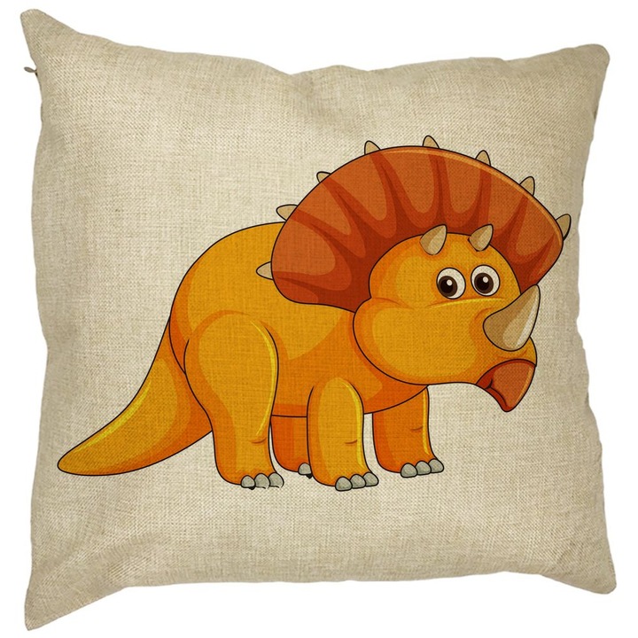 Gyermek négyzet alakú dekoratív párna orrszarvúval, 40x40 cm, levehető huzat, fújtató