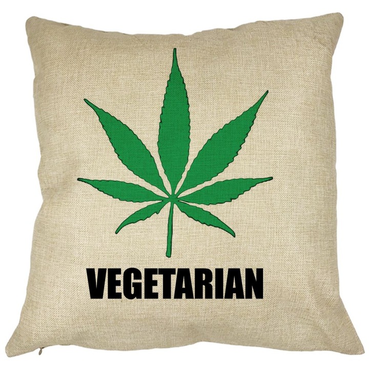 Vegetáriánus négyzet alakú díszpárna, 40x40 cm, levehető huzat, fújtató