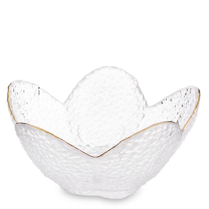 Üvegtál, arany peremmel, 8x16 cm