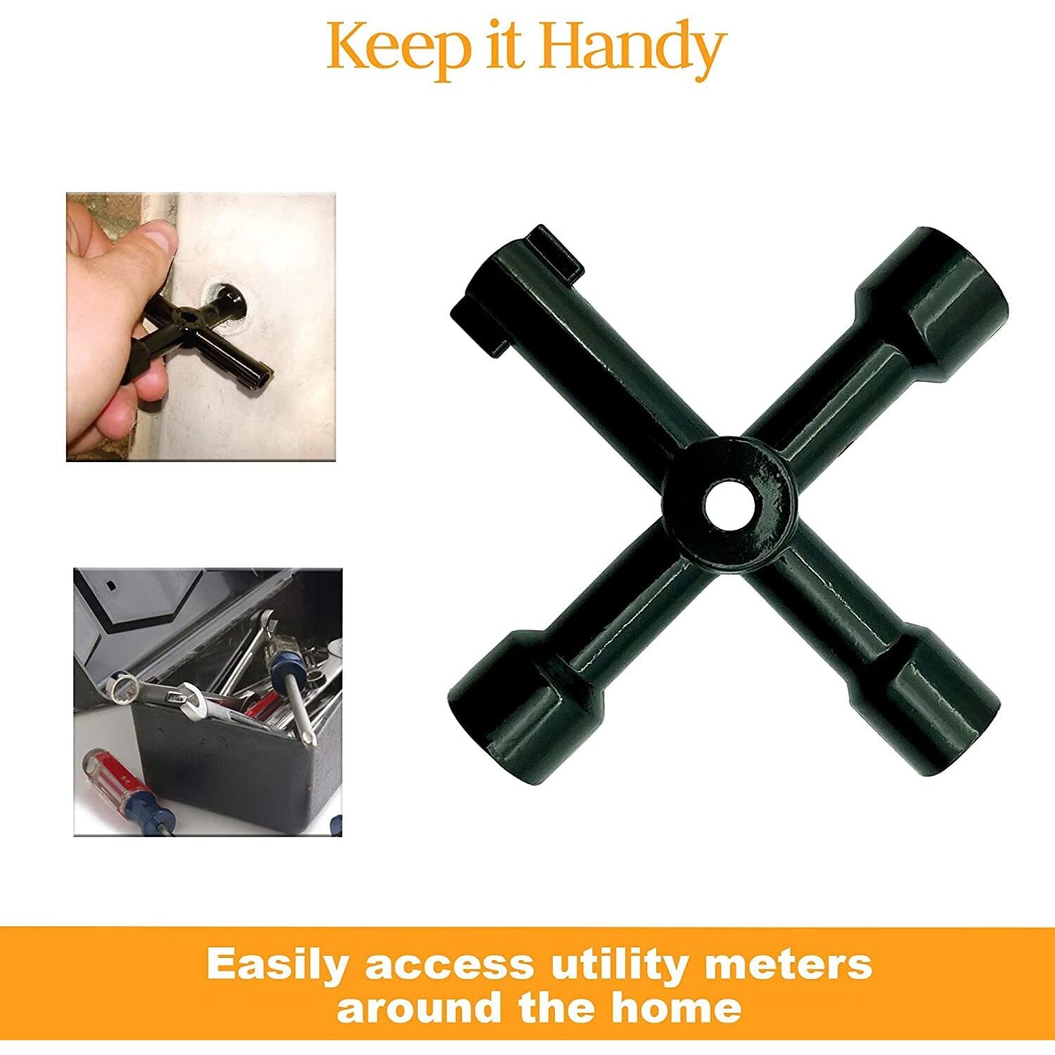 Cheie cu 4 cai radiator, Aliaj de zinc, Negru - eMAG.ro