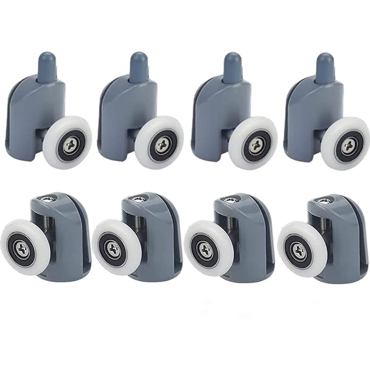 Set 8 role usa cabina de dus, Aluminiu/Plastic, Multicolor