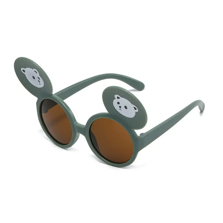 Детски слънчеви очила, унисекс, модел с мечешки ушички, гъвкави, EFAYN, Универсален, Зелен