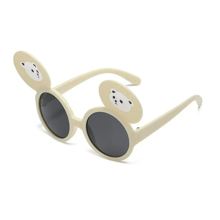 Детски слънчеви очила, унисекс, модел с мечешки ушички, гъвкави, EFAYN, Универсален, Бежов