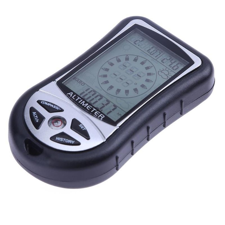 Altimetru digital multifunctional 8 in 1, Plastic, 90x50x20 mm, Negru