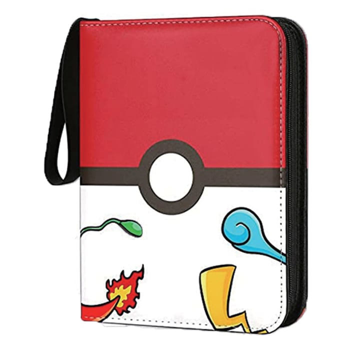 Органайзер за карти Pokemon, 400 джоба, червен/бял