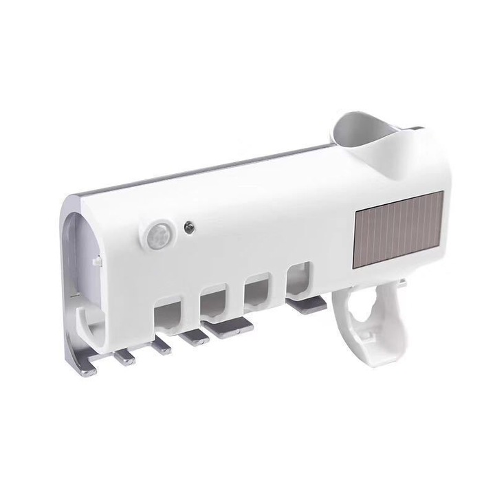 Fogkefe sterilizáló, fogkefe tok, fogkrém adagoló, UV, 2000 mAh, fehér