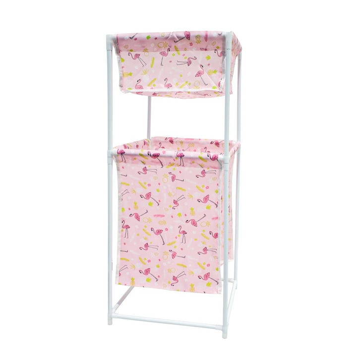 Cos de rufe, material textil, 2 niveluri, Naimeed D4839R, Roz