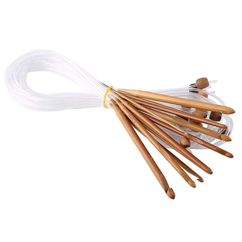 Set de crosetat, Bambus, 3-10 mm, 12 piese, Maro - eMAG.ro