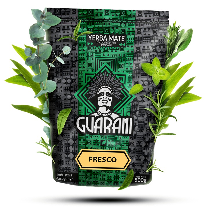 Yerba Mate Tea, Guarani Fresco, Paraguayi Füstölt, Energizáló Tartalmaz port és ágacskákat, Tökéletes Melegen és Hidegen Fogyasztva, 500g