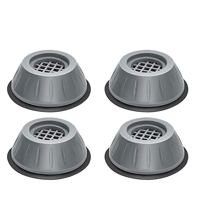 4 db rezgéscsillapító láb készlet, gumi, 8 x 3,5 cm, szürke/fekete