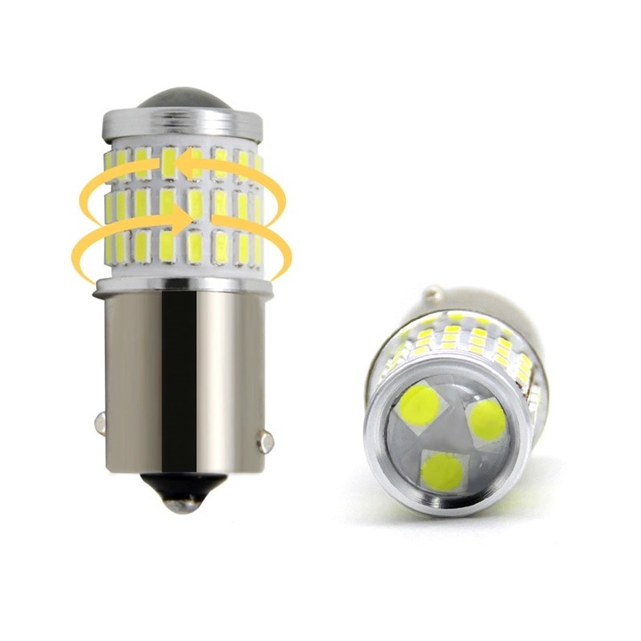 Led Auto Rosu BA15S P21W 12V, 24V cu 54 SMD 3014 9-50V BA15S-54SMD-3014-rosu