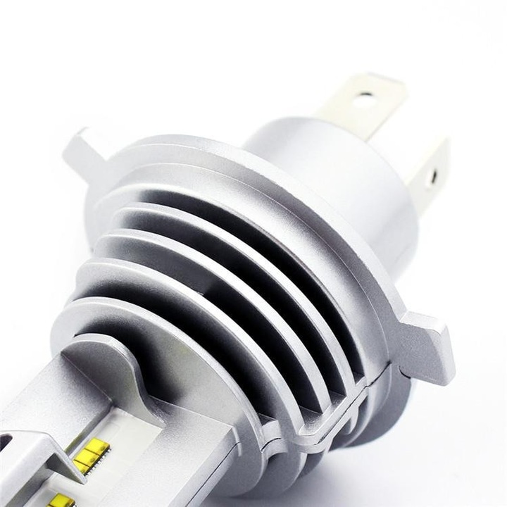 Set 2 leduri H4 M3 Alb Cald - 4000K, Canbus, putere 55W, luminozitate 10.000 Lm, 12V-24V