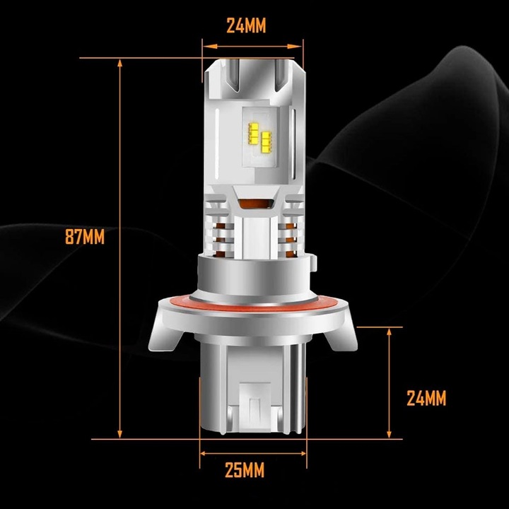 Set 2 leduri H13 Canbus pentru far auto, putere 55W, luminozitate 10.000 Lm, 12V-24V M3-H13