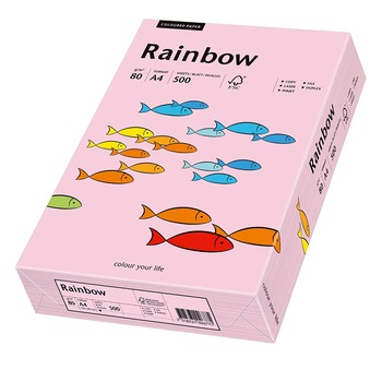 Hartie A4 colorata, 80 g/mp, Rainbow, 500 coli/top, roz pastel Hartie A4 colorata, 80 g/mp, Rainbow, 500 coli/top, roz pastel