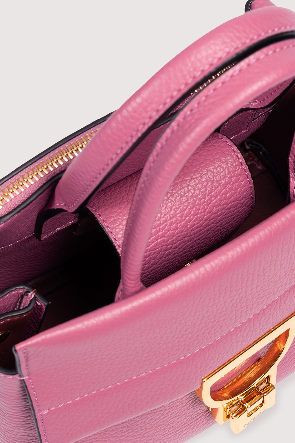 COCCINELLE, Geanta crossbody din piele cu maner dublu rotund fixat, Roz ...