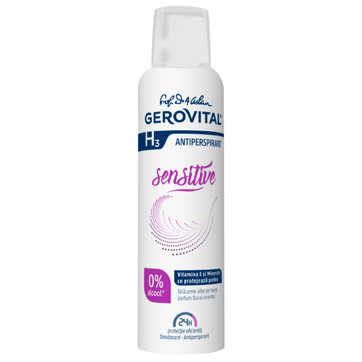 Deodorant Antiperspirant Sensitive, Gerovital, 150 ml