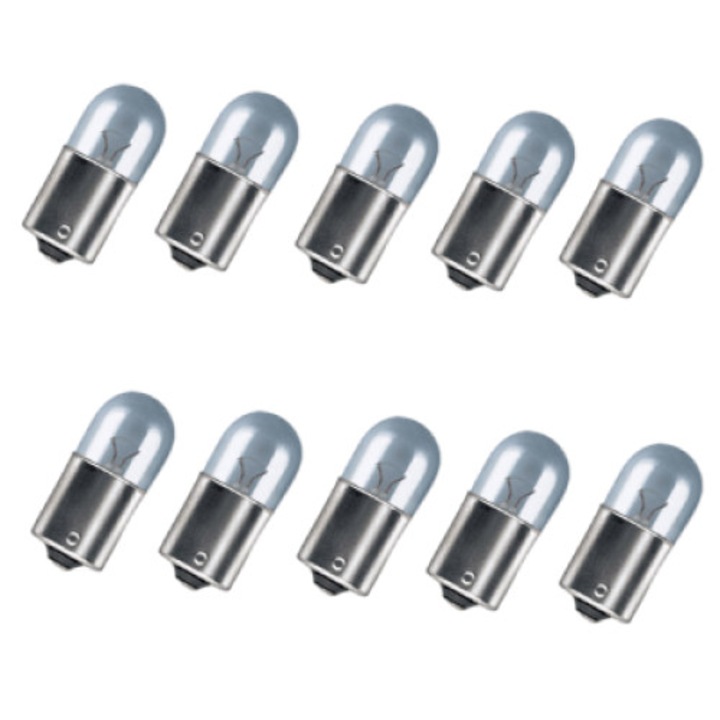Set 10 Becuri Camion OSRAM, R10W, 24V, 10 W, Conector BA15s, Pentru Iluminare Numar, Original
