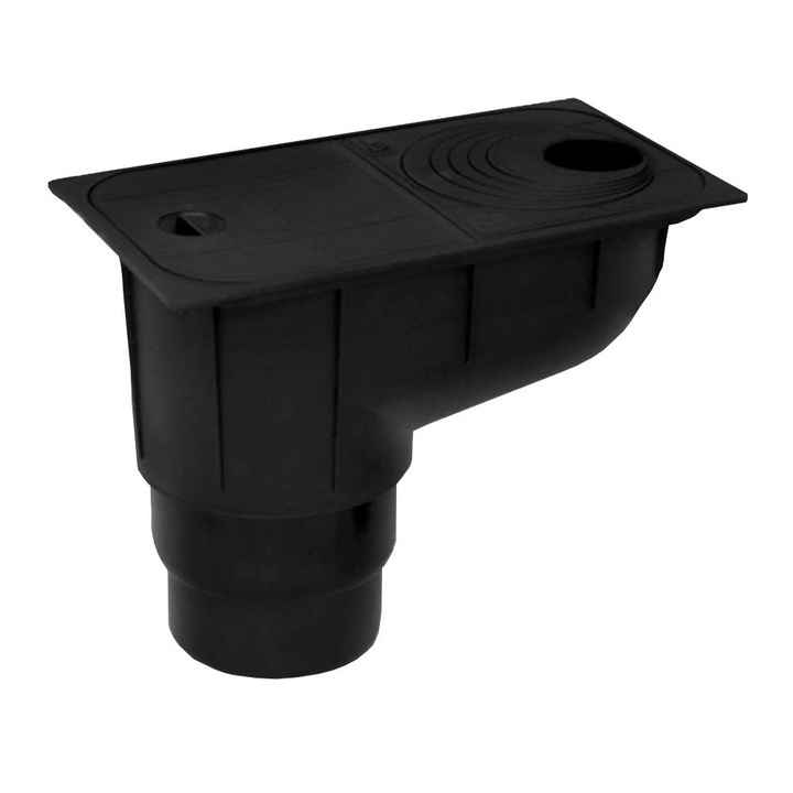 Gura de scurgere jgheab, Capricon, Evacuare verticala, Polipropilena, Negru