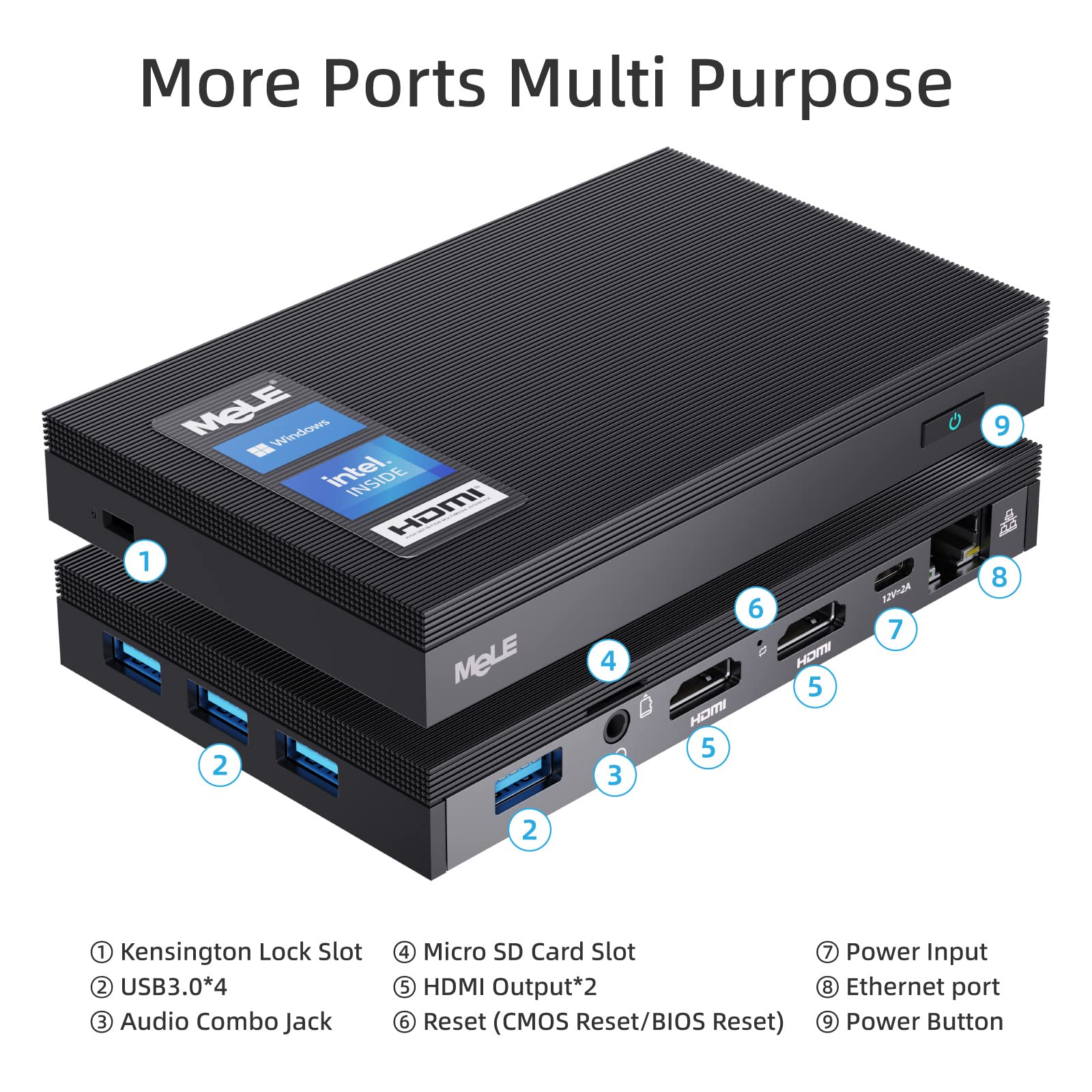 Mini PC MeLE Quieter2Q Fanless, Windows 11 Pro, Intel J4125, 8GB