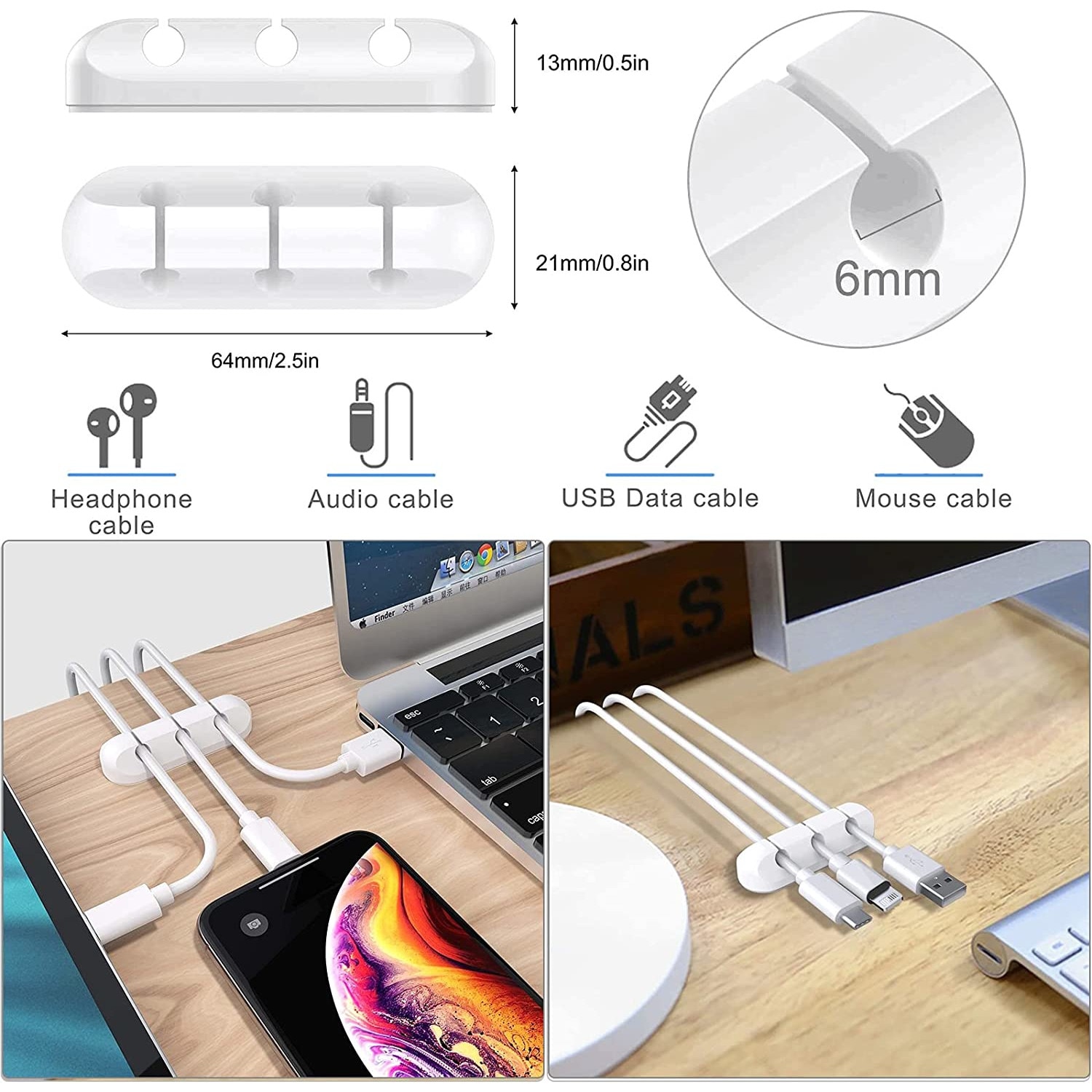 Organizator cabluri PC sau TV, cable management Alb, 124 de piese - eMAG.ro