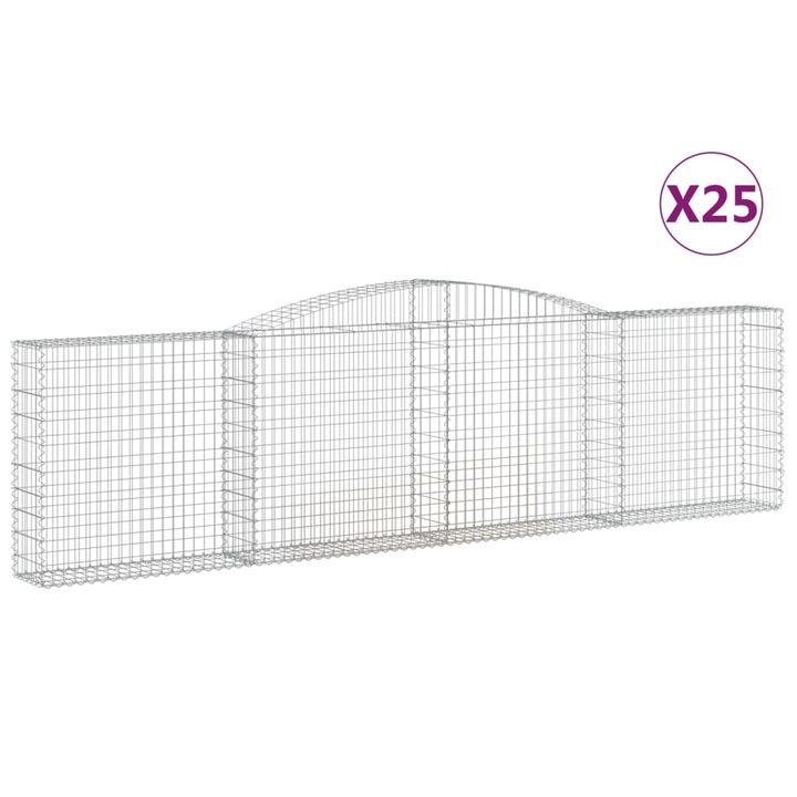 Set cosuri gabion arcuite 25 buc vidaXL, 400x30x100/120 cm fier galvanizat 38.35 kg 3146877