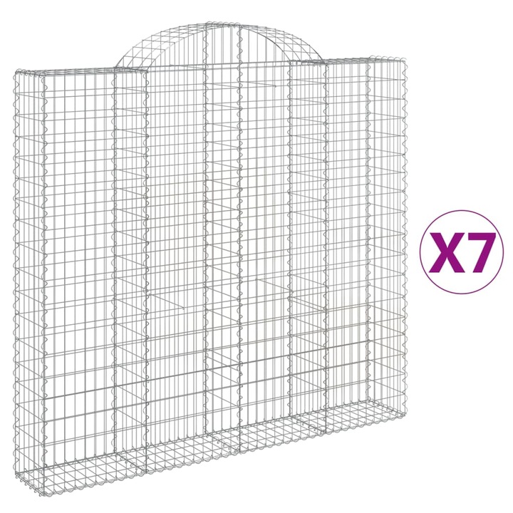 Set cosuri gabion arcuite 7 buc vidaXL, 200x30x180/200cm, fier galvanizat 31.6 kg 3146199
