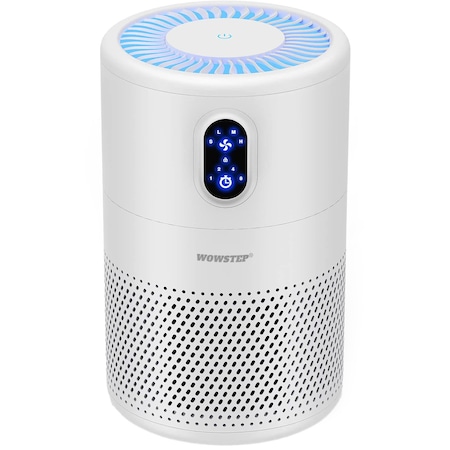 Purificator de aer WowStep®, Model B-D0L2, Filtru HEPA, Silentios, Ozone Free, Carbune Activ, Purifica pana la 40 mp, Touch Screen, Lumina Ambientala, Culoare Alb
