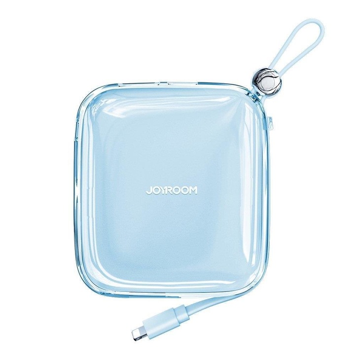 Acumulator extern Joyroom, Jelly Series, 10000mAh, 22.5W, 1xUSB, 1xUSB-C, Cablu Lightning incorporat, Albastru