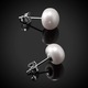 Cercei cu perle naturale dama, Party Chili®, argint S925, Buton, Alb, 9 mm
