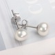 Cercei cu perle naturale dama, Party Chili®, argint S925, Buton, Alb, 9 mm