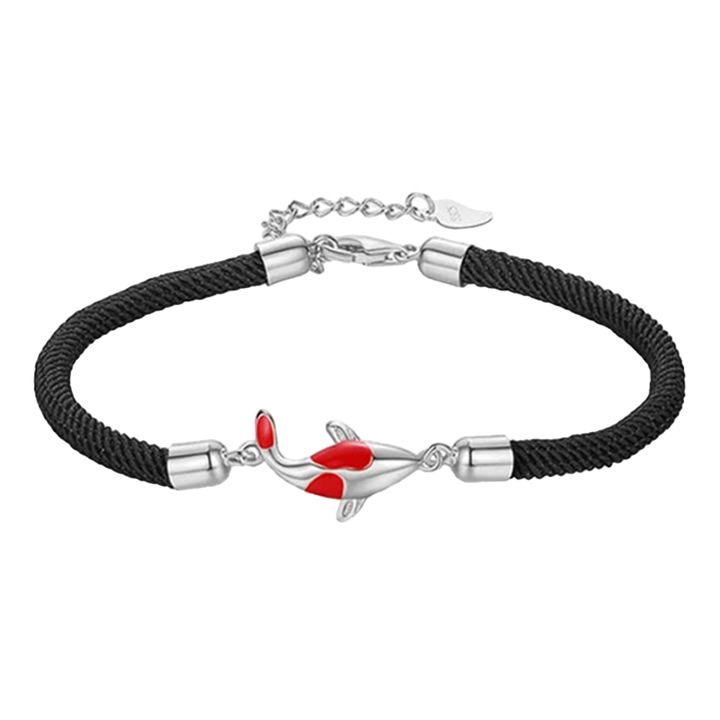 Bratara dama, sfoara, reglabila, model creativ, accesoriu peste koi norocos, neagra, EFAYN